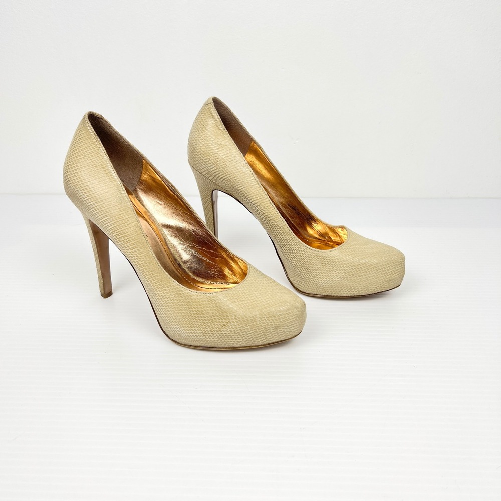 BCBGeneration Parade Platform Pumps Snake Embossed Heel Shoes Women‎ Size 7.5